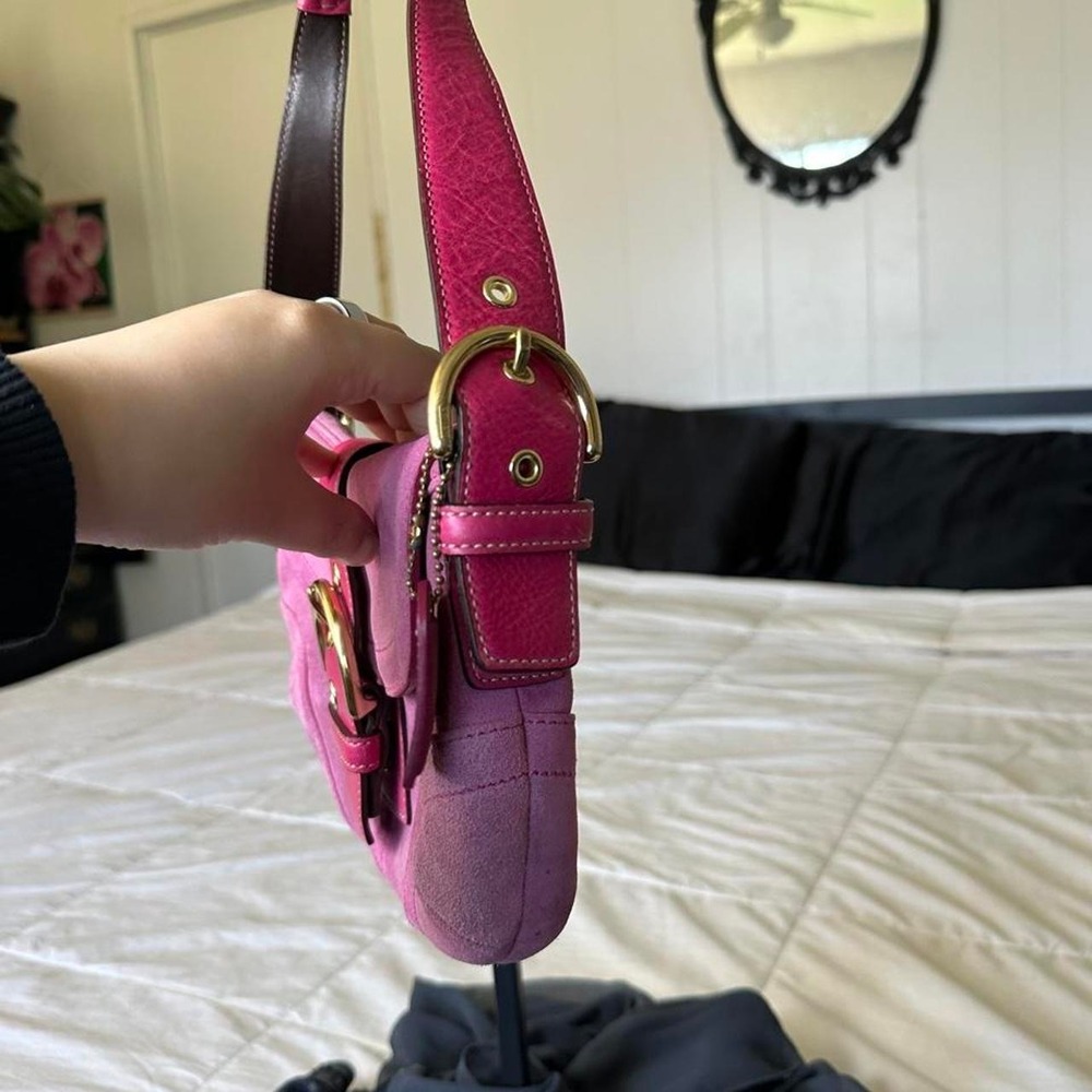 Coach soho bag hot pink suede brown monogram interior y2k vintage - Picture 3 of 6